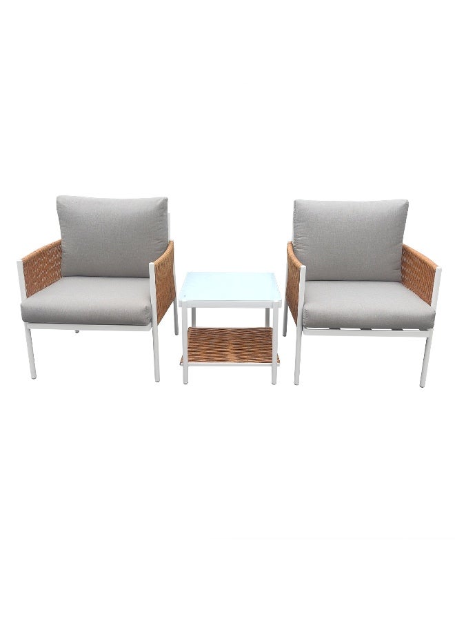 YIYAN 3-Piece Indoor-Outdoor Rattan Bistro Set, All-Weather Balcony Furniture with Side Table for Patio & Porch - Image 1